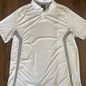 Greg norman for Tasso Elba White and Gray Polo Shirt L